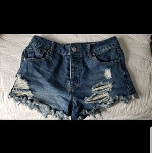 Ripped jean shorts